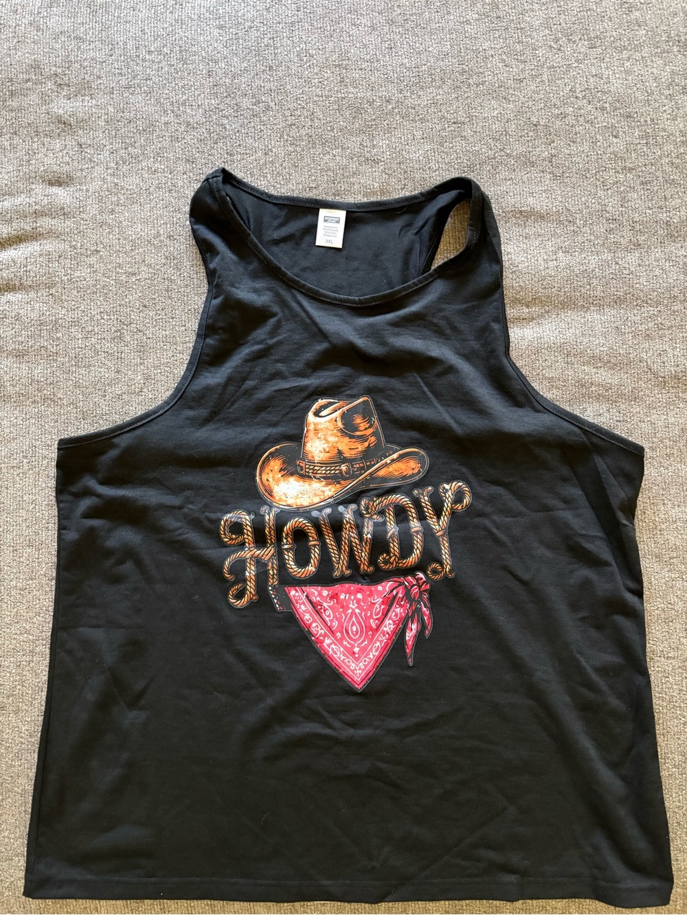 SHEIN Black Tank Top with Western Howdy Graphic and Bandana
